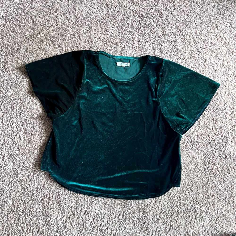 Madewell Velour soft Green top size Small EUC